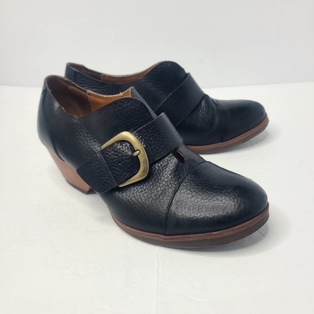 Korks by Kork-Ease Baroque Clog Booties Womens Size 6.5 EU 37 Black Leather